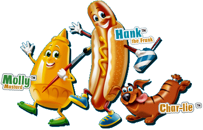 Hank the Frank, Molly Mustard and Char-lie the Hotdog
